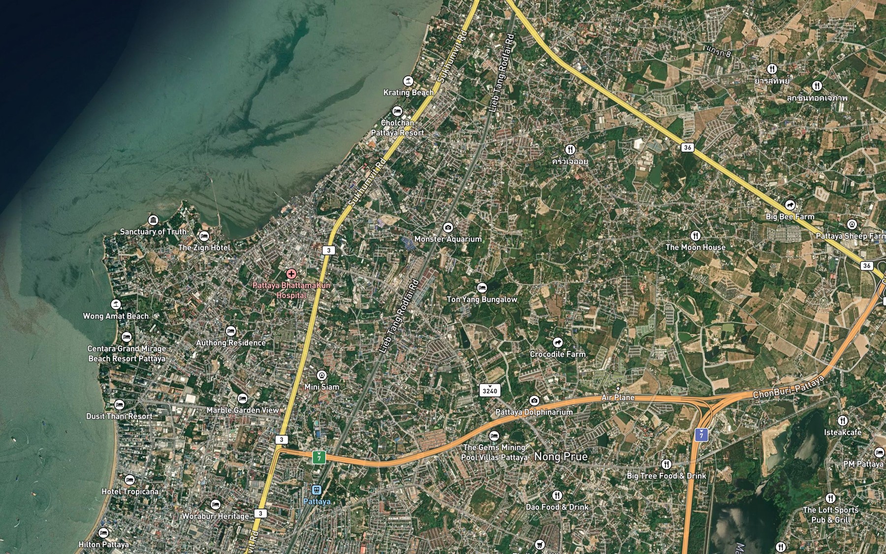 Satellite map of the Huai Map Prachan
