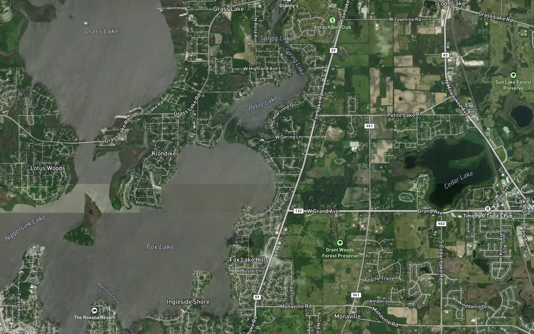 Satellite map of the Electric Harbor Marina