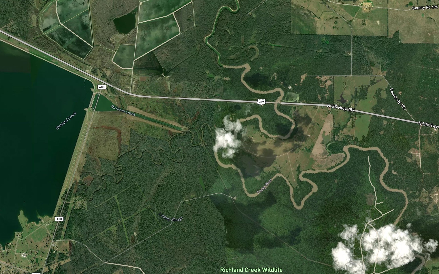 Satellite map of the Richland Creek