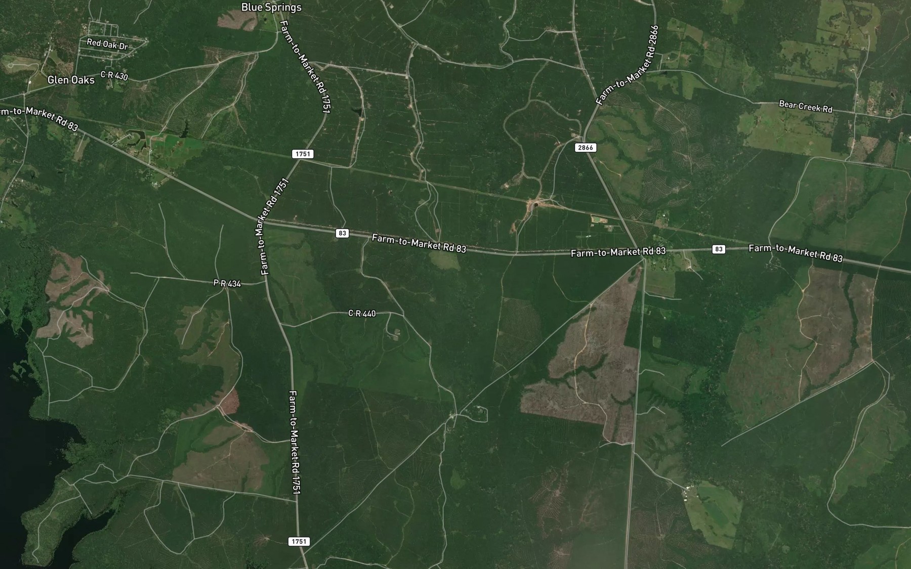 Satellite map of the Huckleberry Creek