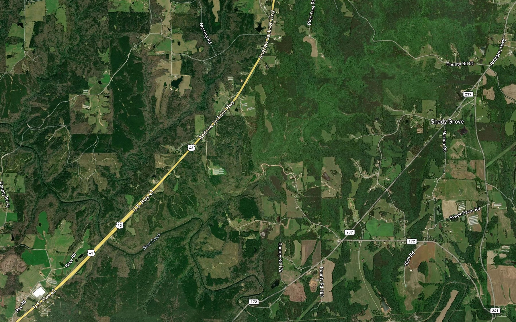 Satellite map of the Cold Spring Branch