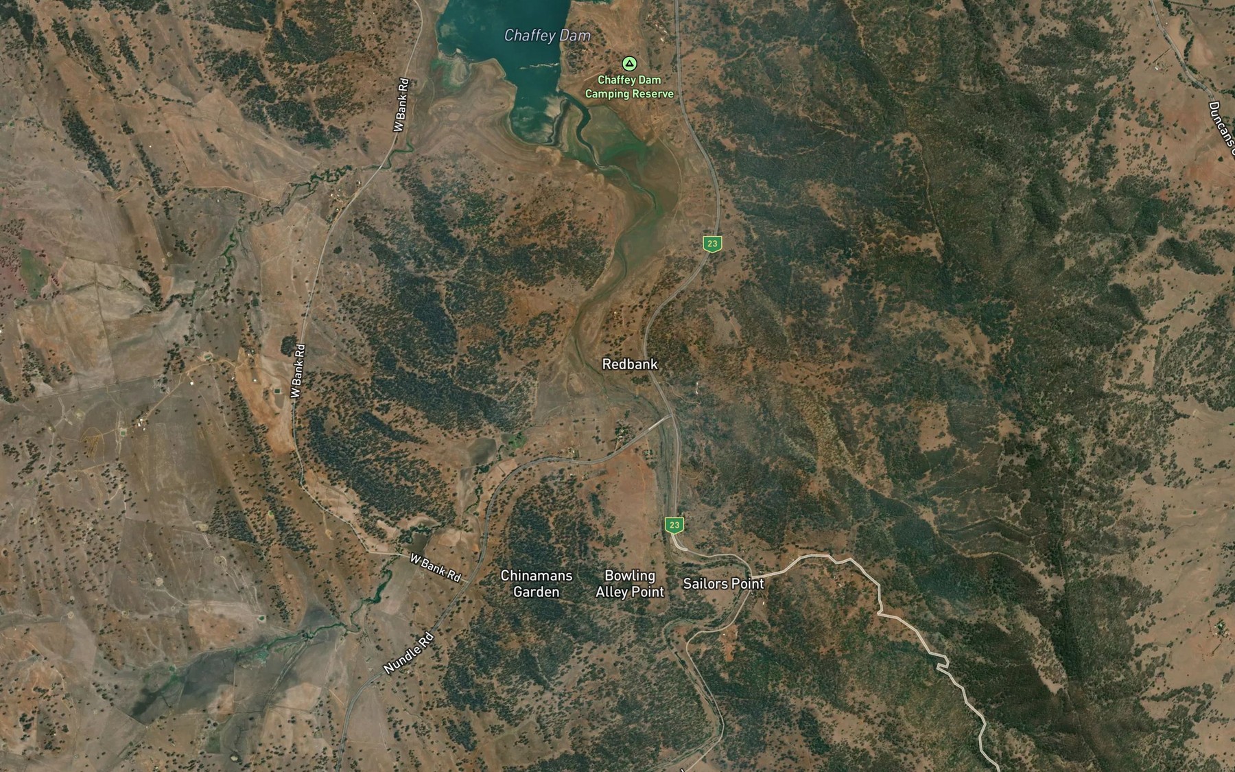 Satellite map of the Canns Creek