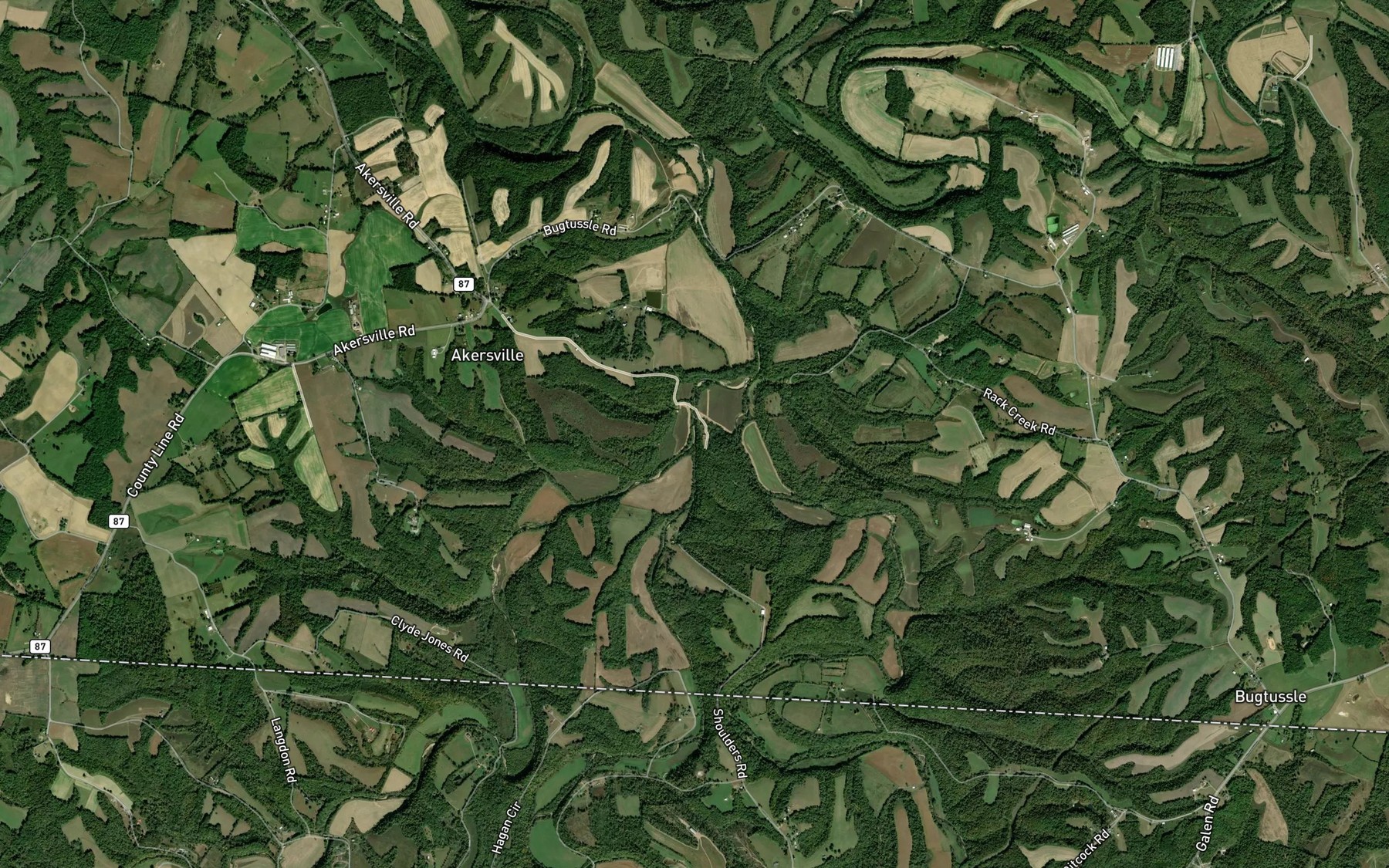 Satellite map of the White Oak Creek