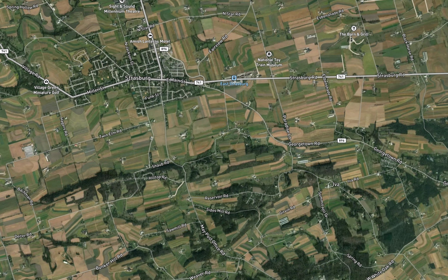 Satellite map of the Calamus Run