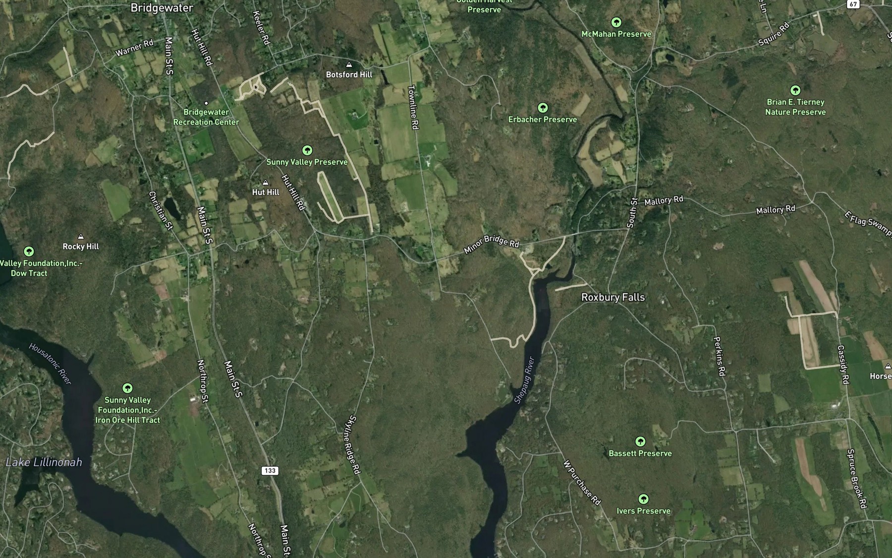 Satellite map of the Lake Hayward