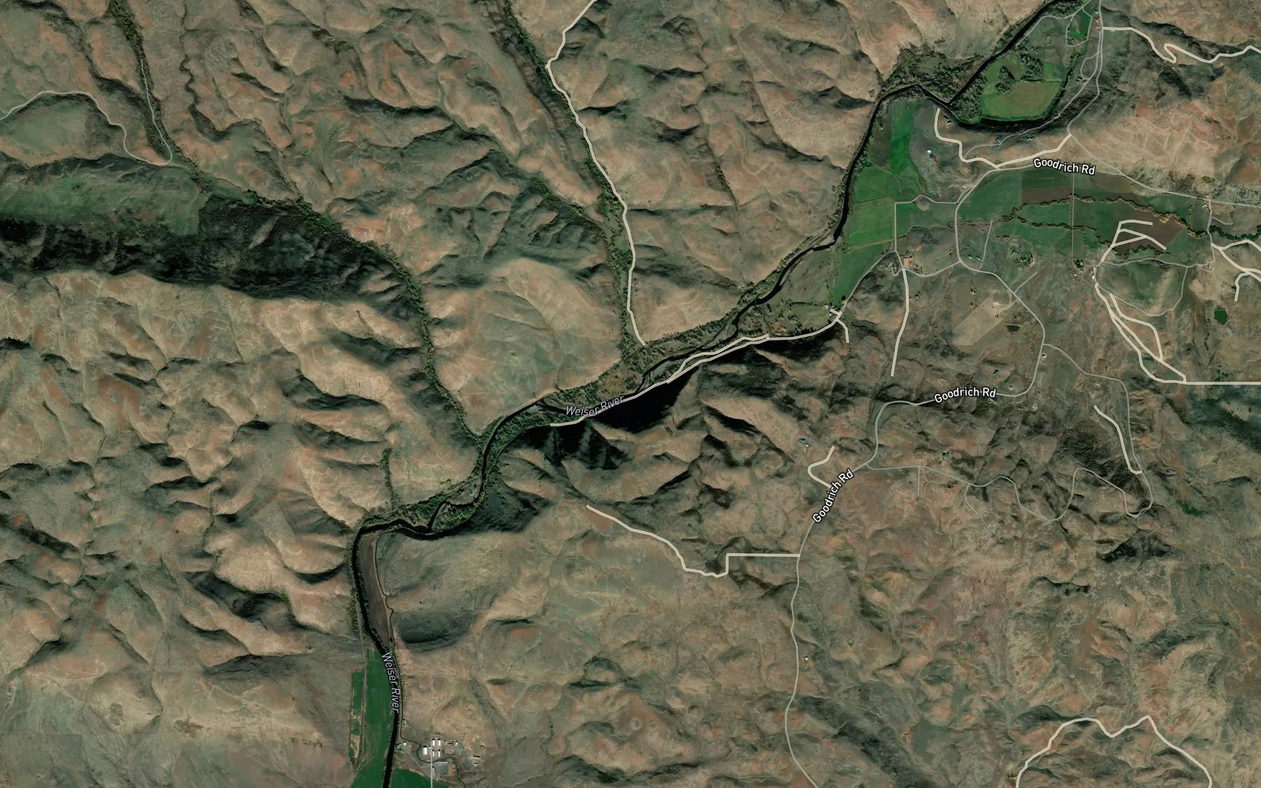 Satellite map of the Cow Creek