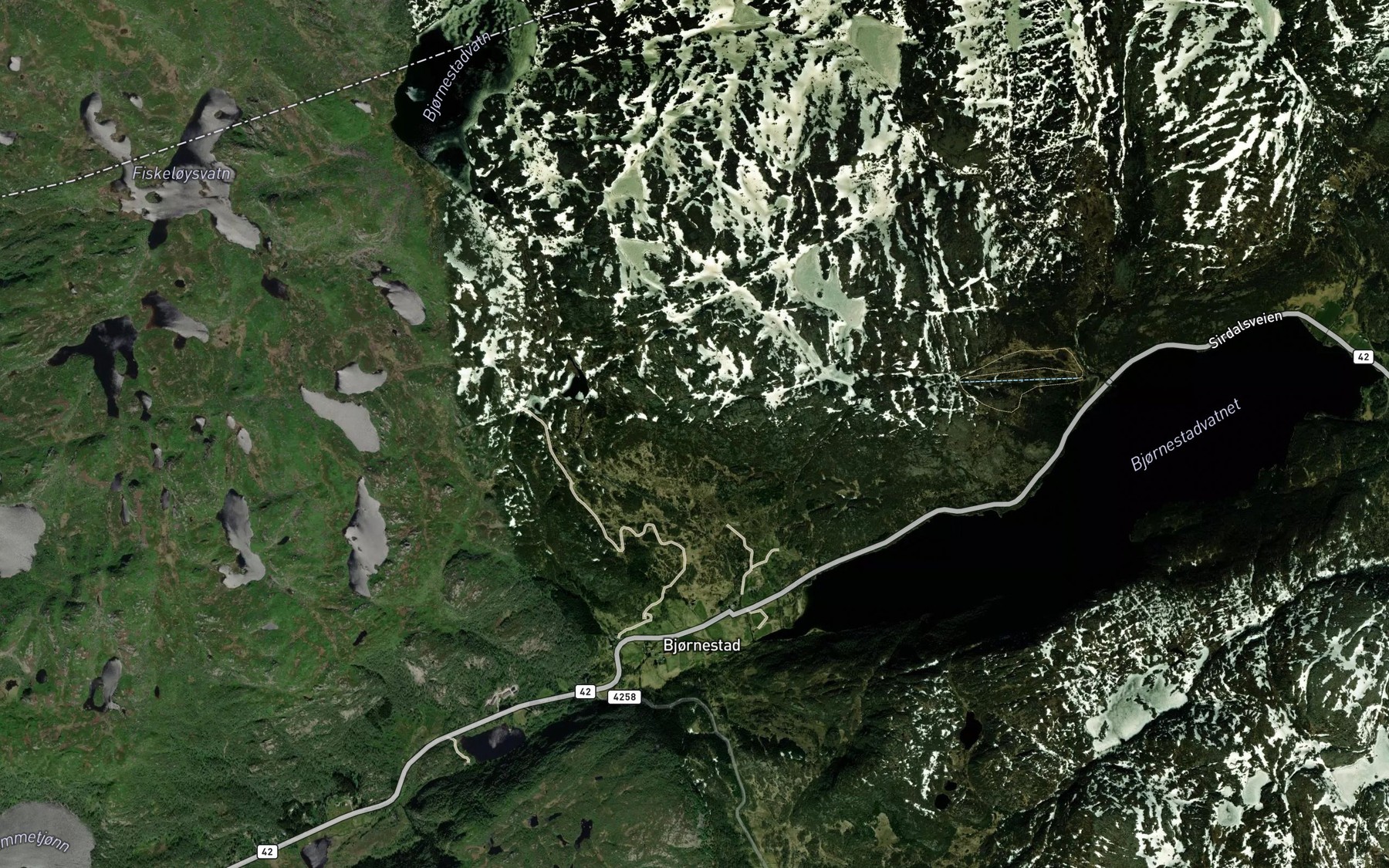 Satellite map of the Ytrefossen