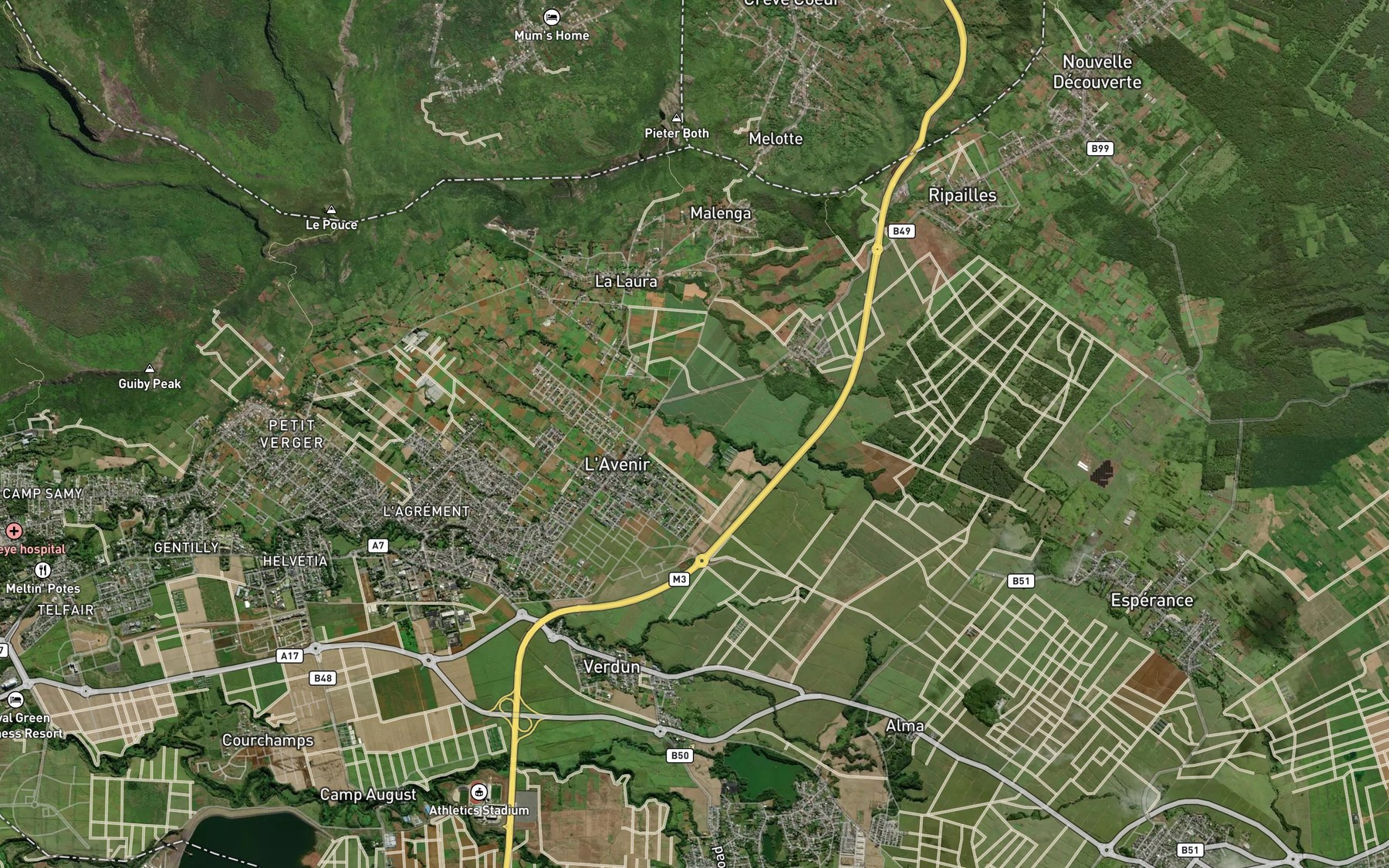 Satellite map of the Feeder Charlot
