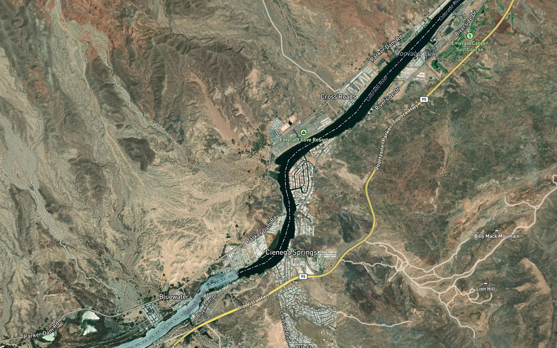 Satellite map of the Bennett Wash
