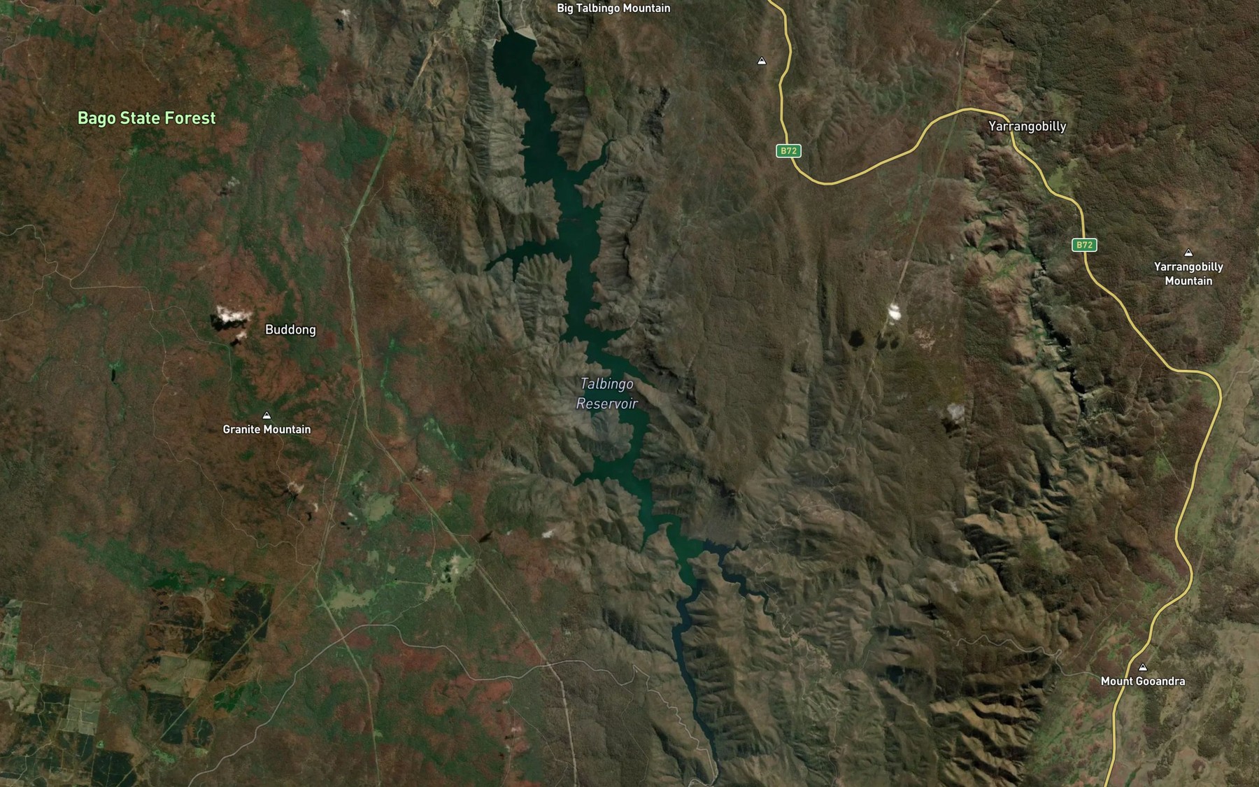 Satellite map of the Talbingo Reservoir