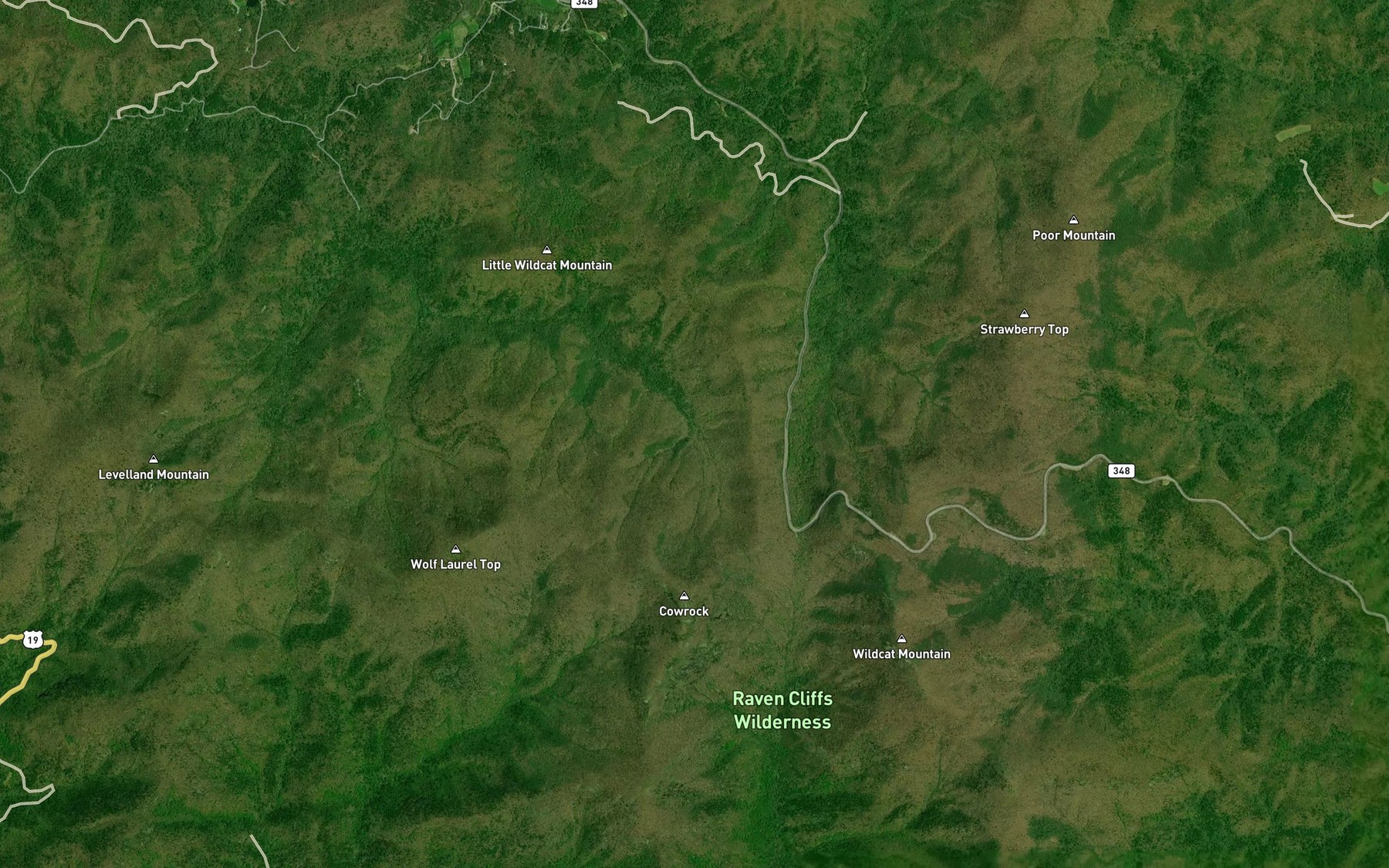 Satellite map of the Stewart Spring Branch