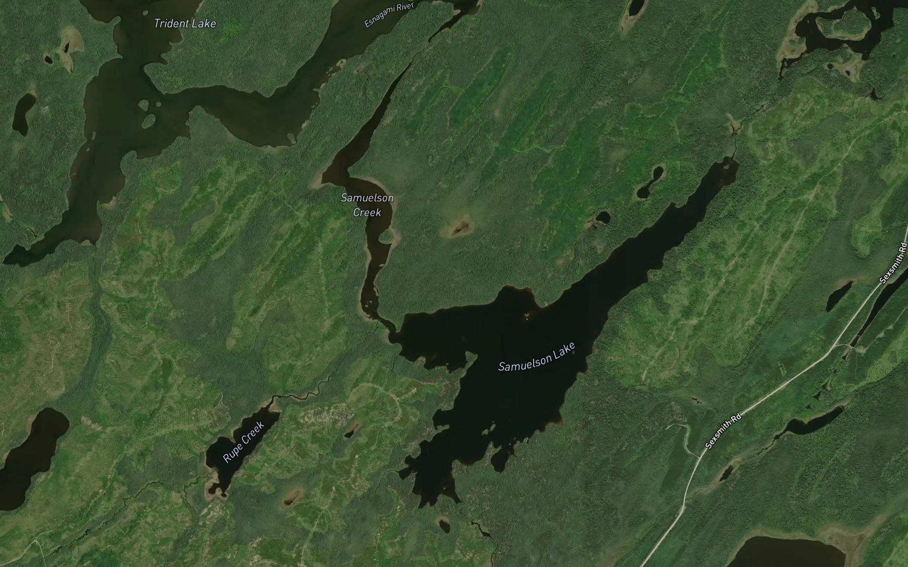 Satellite map of the Rupe Creek