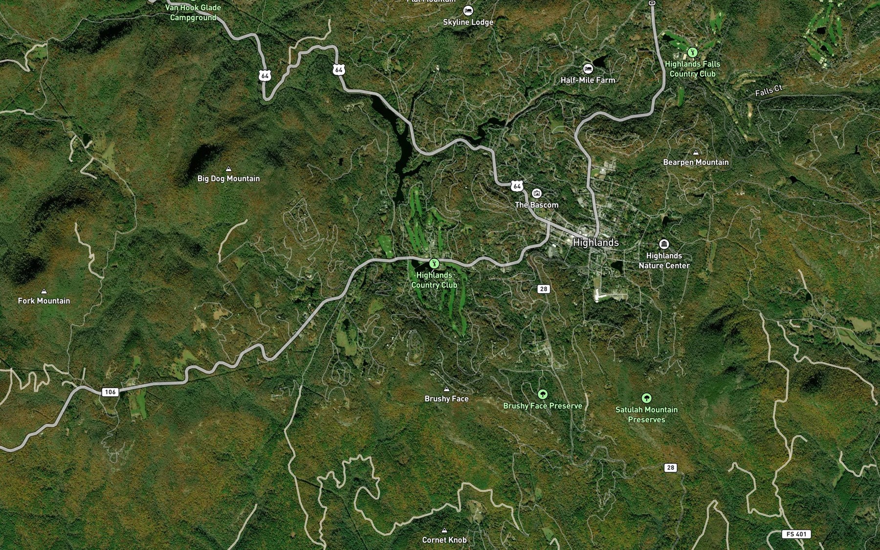 Satellite map of the Monger Creek