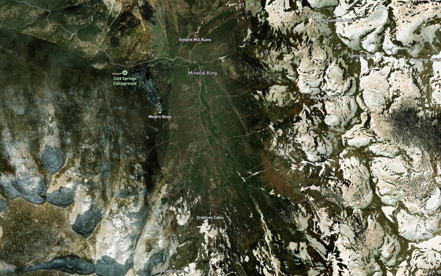 Satellite map of the Crystal Creek