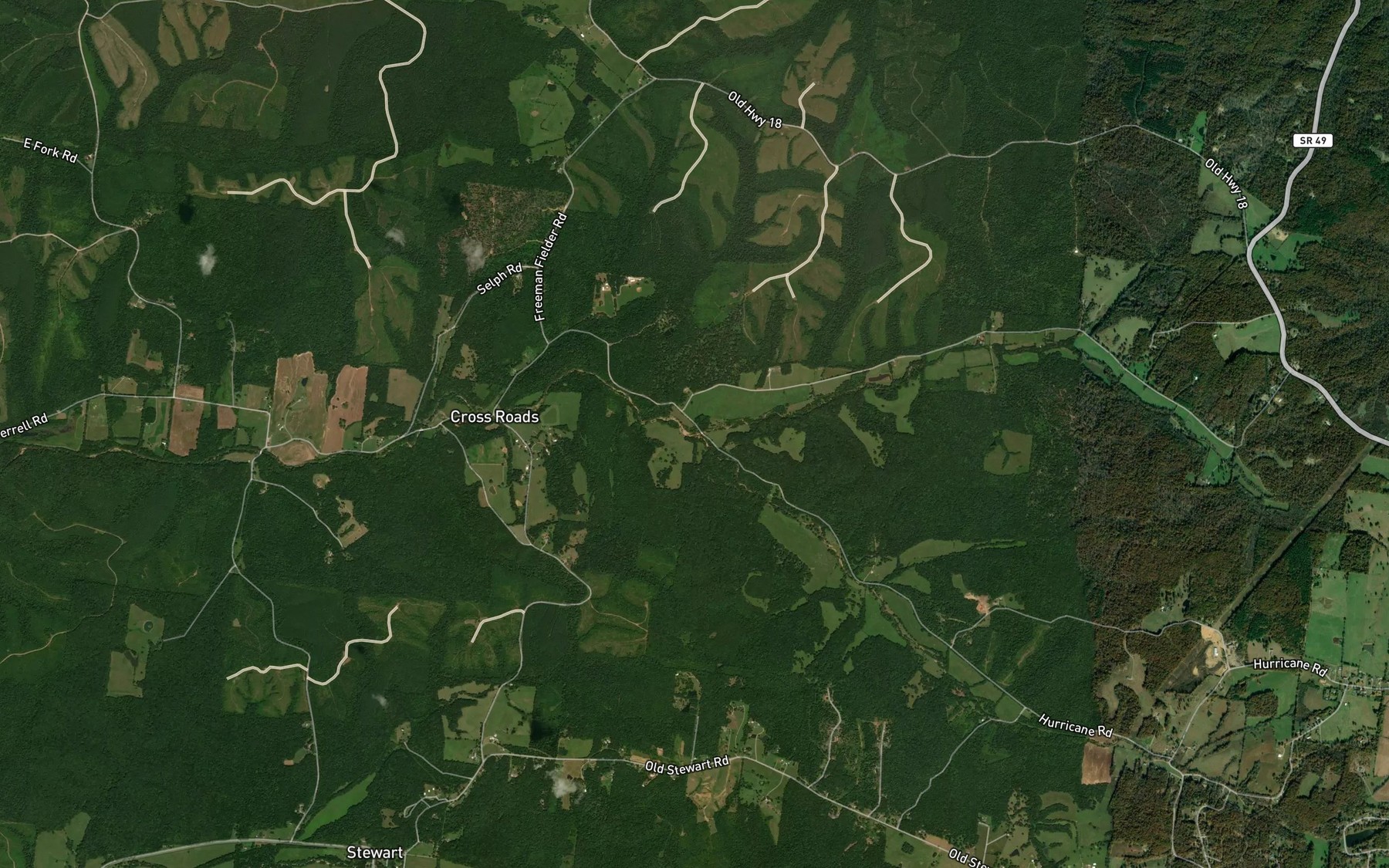 Satellite map of the South Fork Hurricane Creek