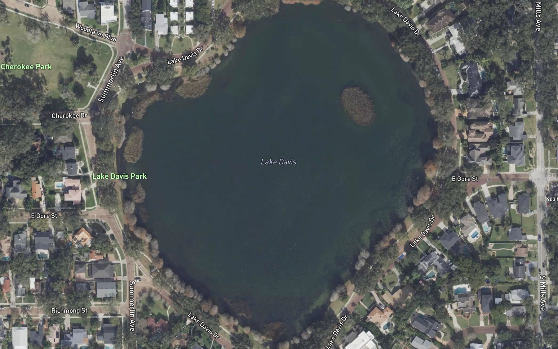 Satellite map of the Lake Davis