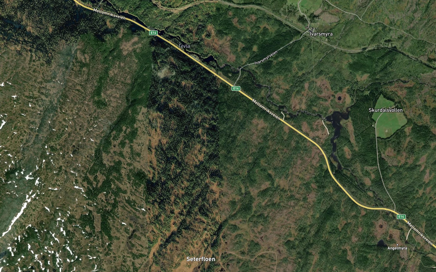 Satellite map of the Skillerdalsbekken