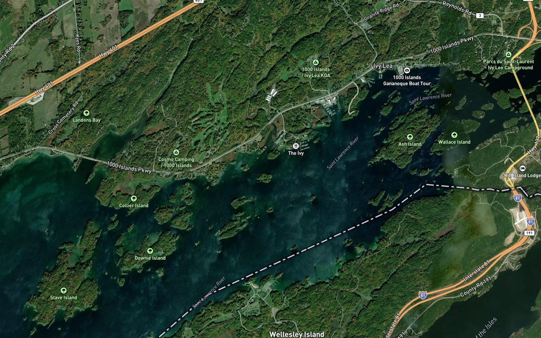 Satellite map of the Knights Creek