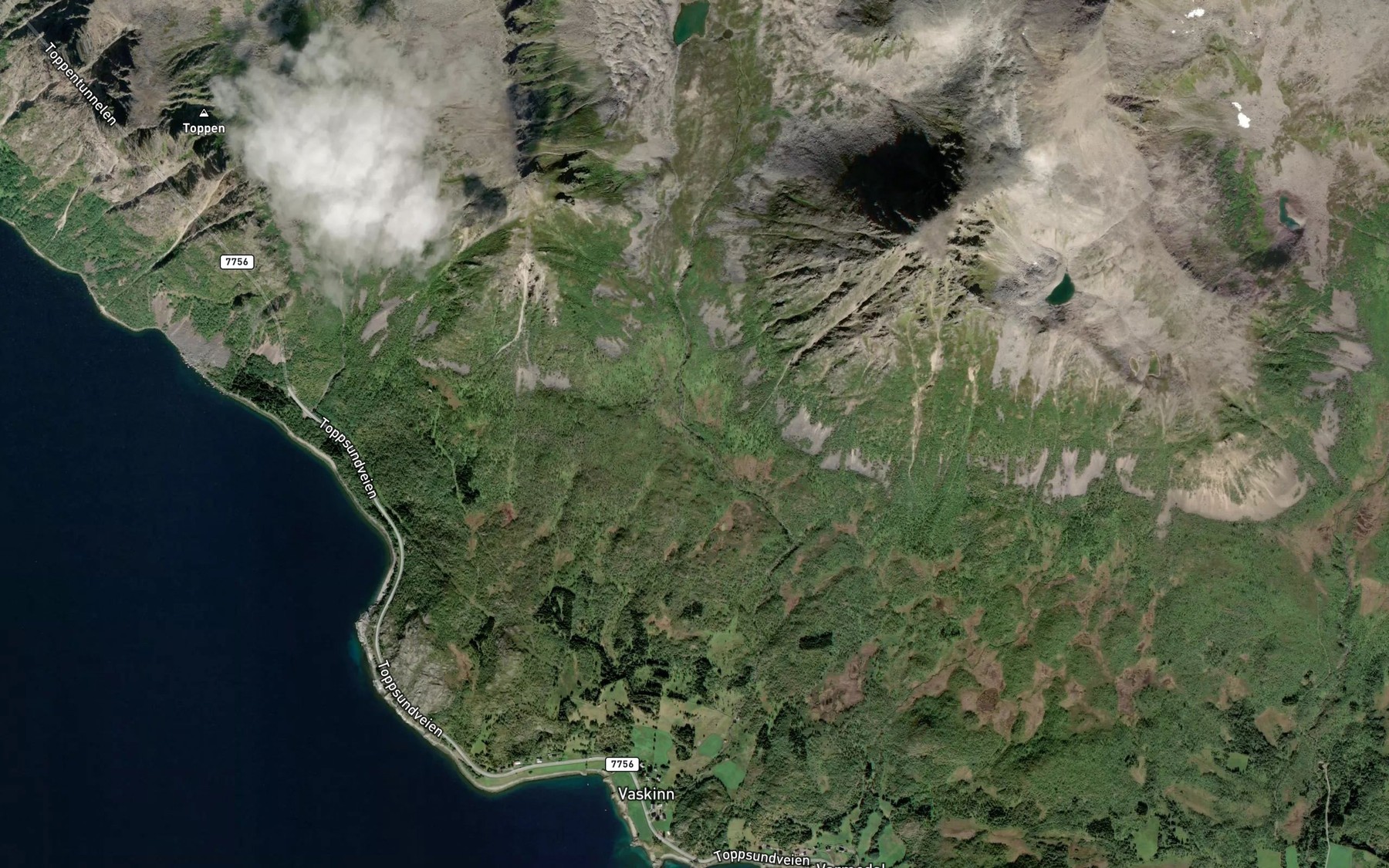 Satellite map of the Vaskinnelva