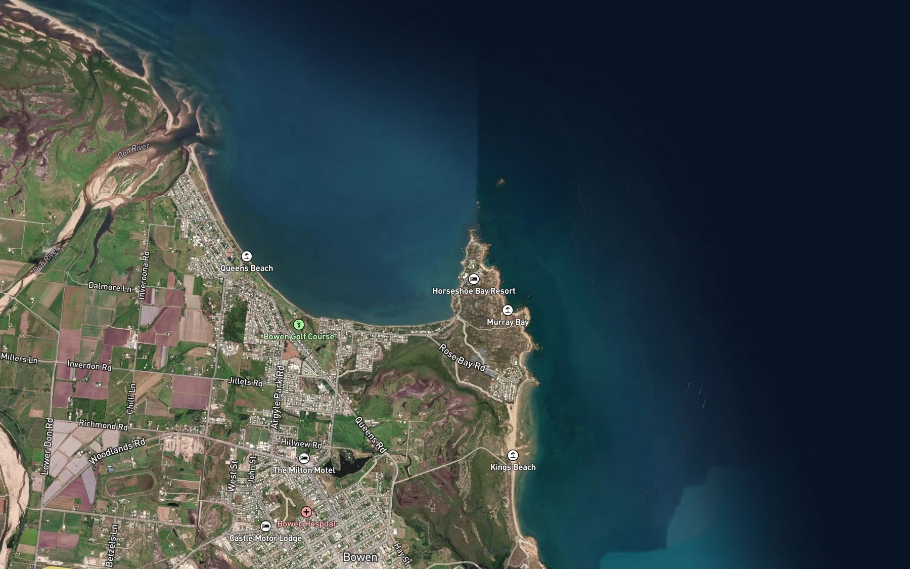 Satellite map of the Greys Bay