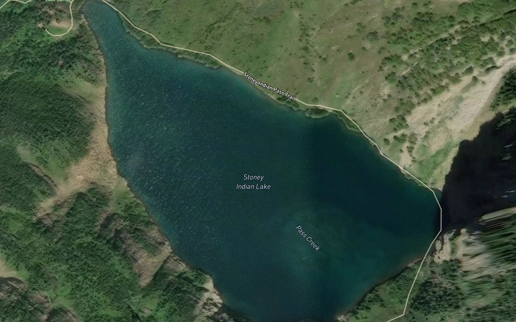 Satellite map of the Stoney Indian Lake