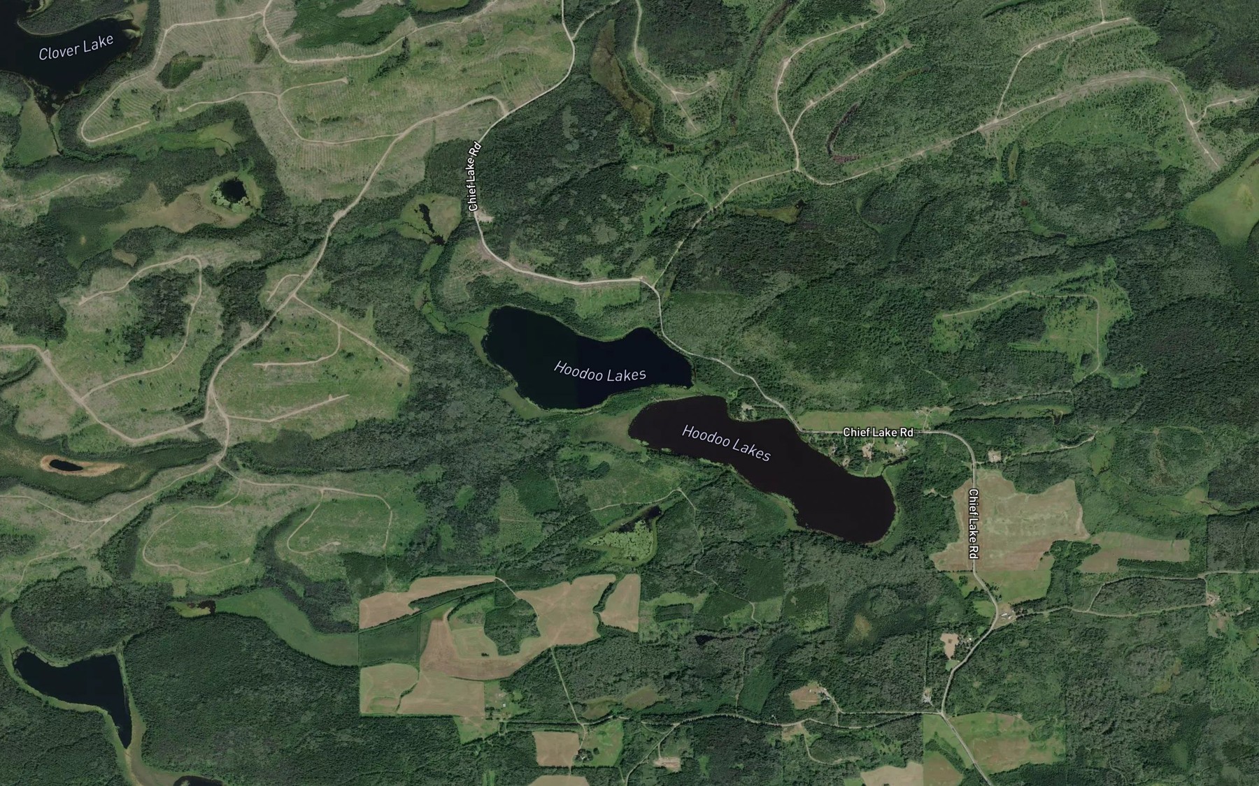 Satellite map of the Hoodoo Lakes
