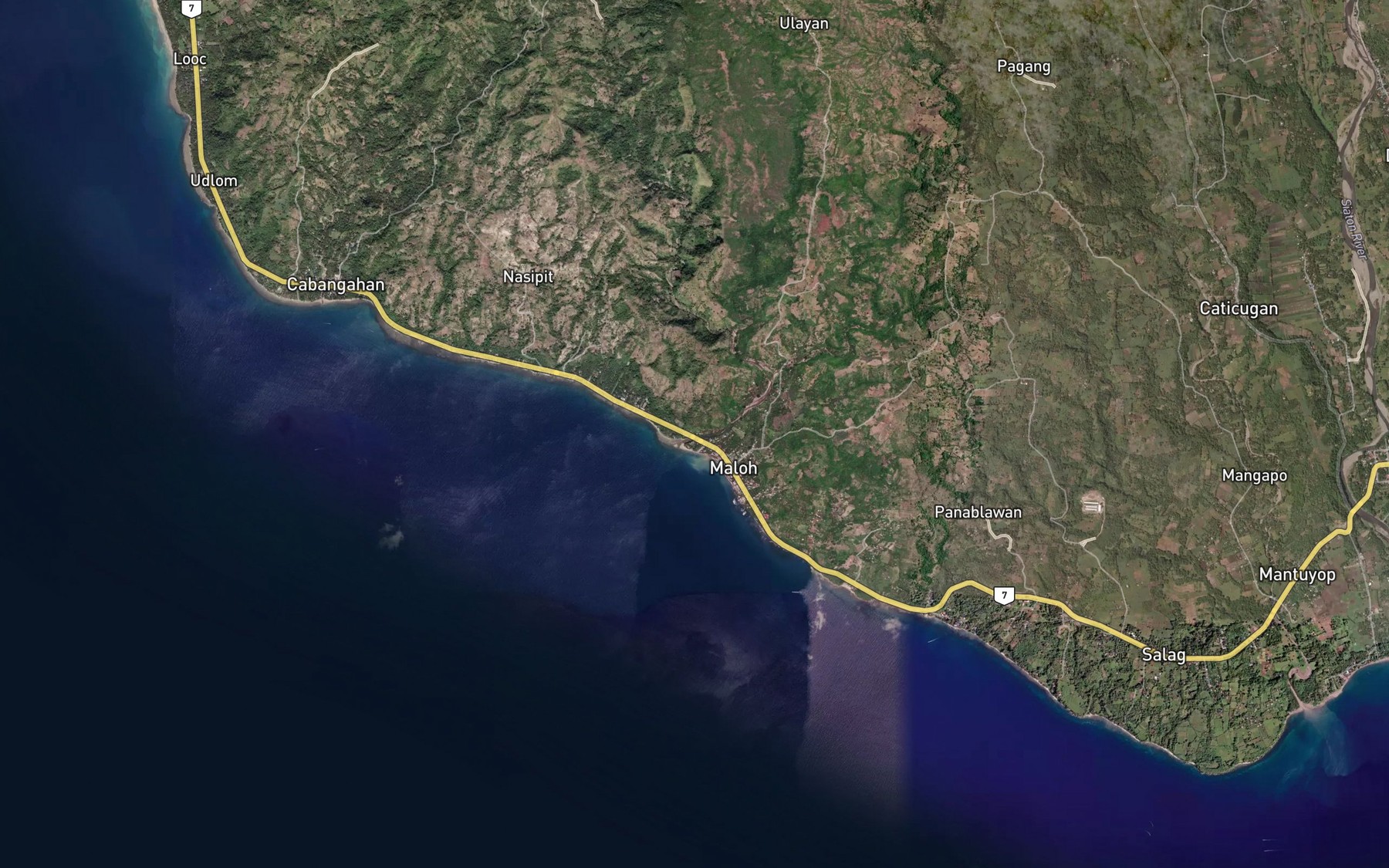Satellite map of the Maloh River