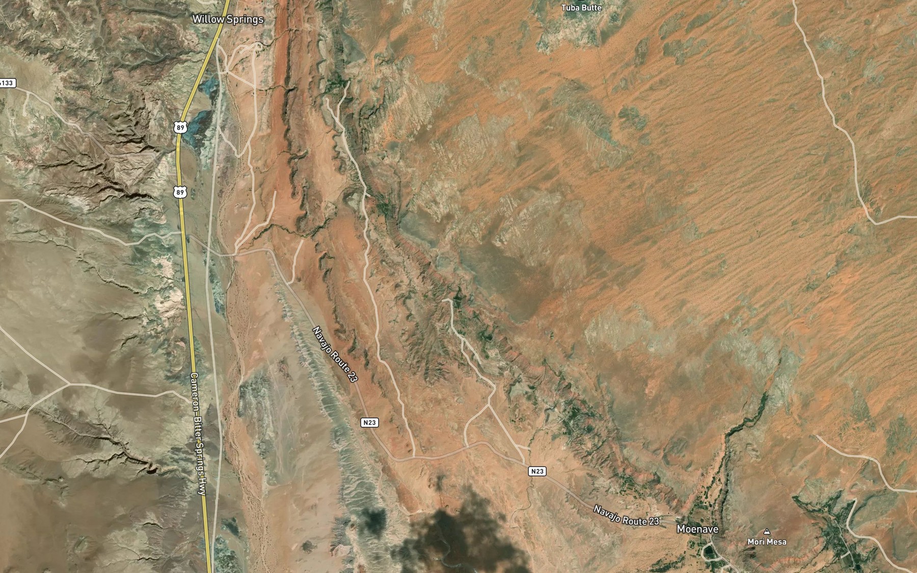 Satellite map of the Mesa Spring