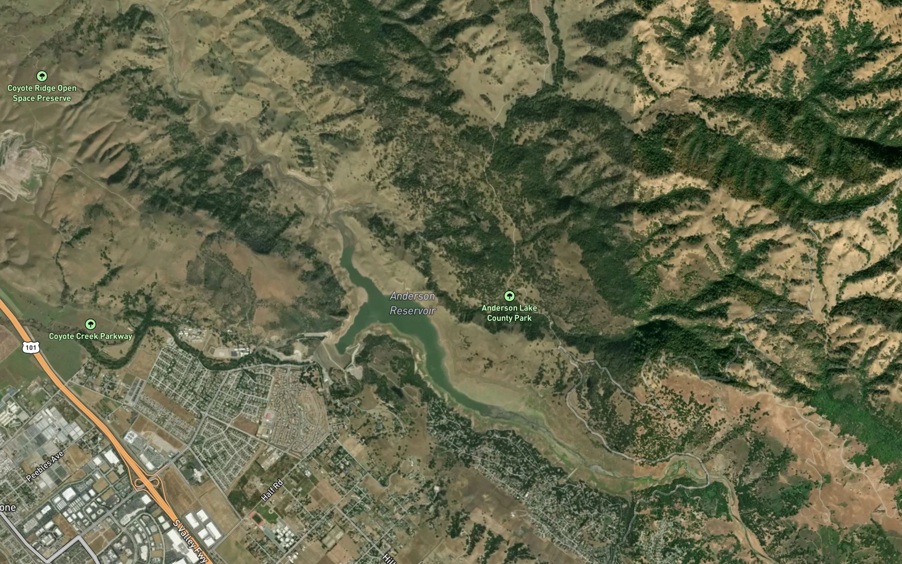 Satellite map of the Anderson Lake