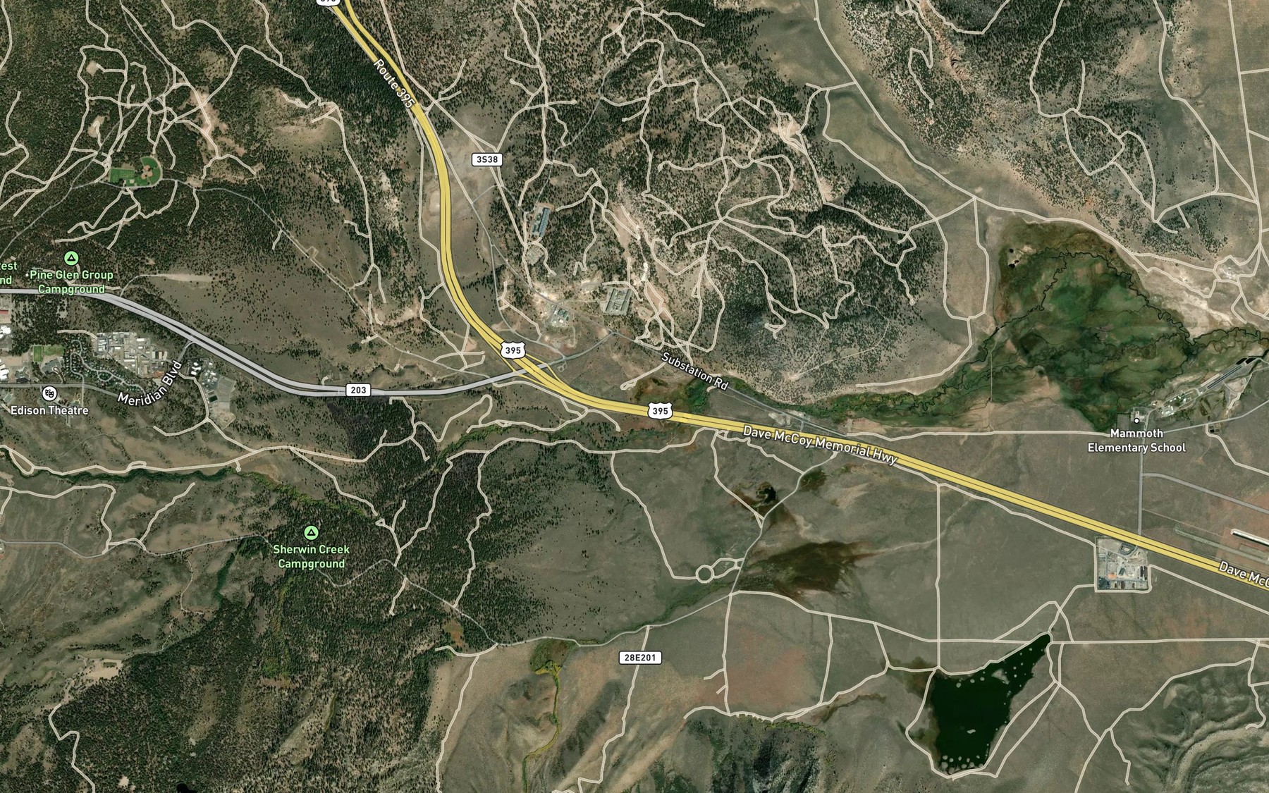 Satellite map of the Mammoth Creek