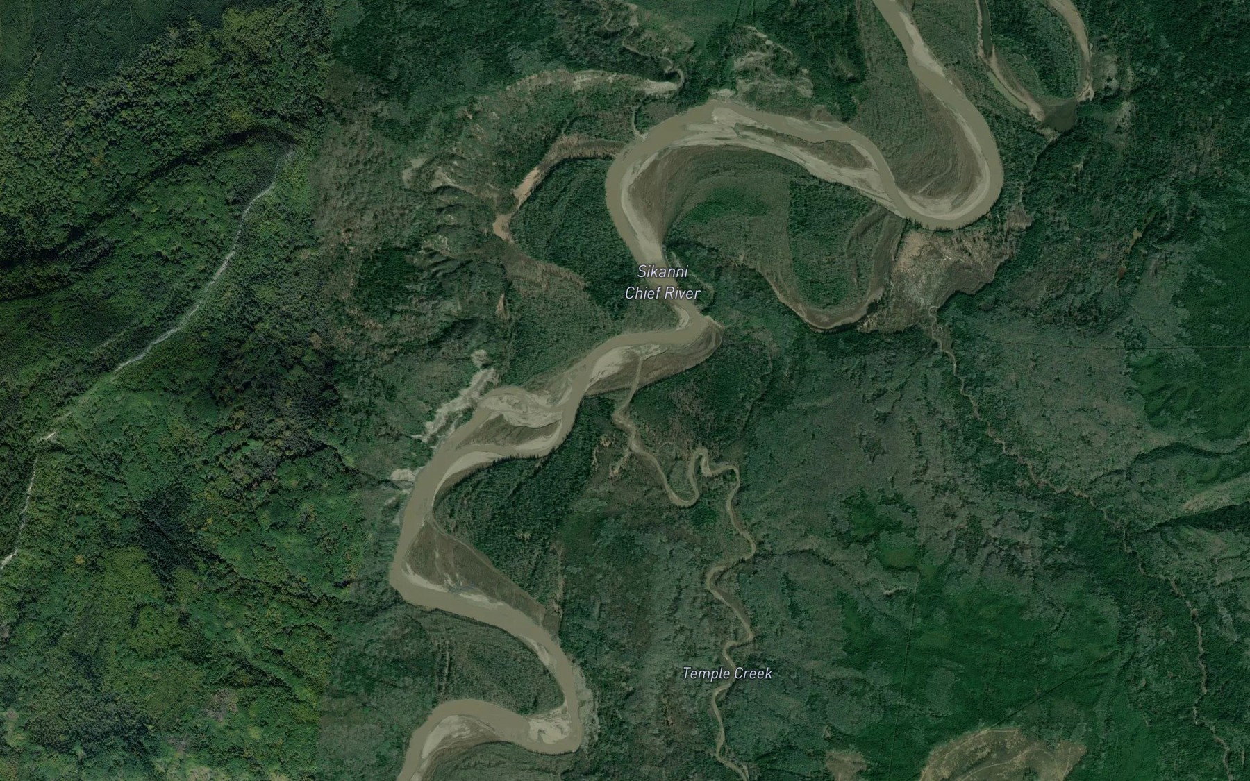 Satellite map of the Temple Creek