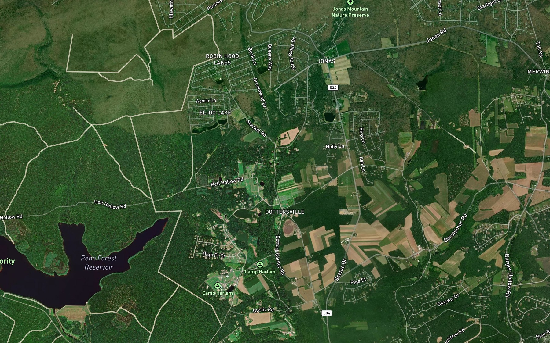 Satellite map of the Sterners Run