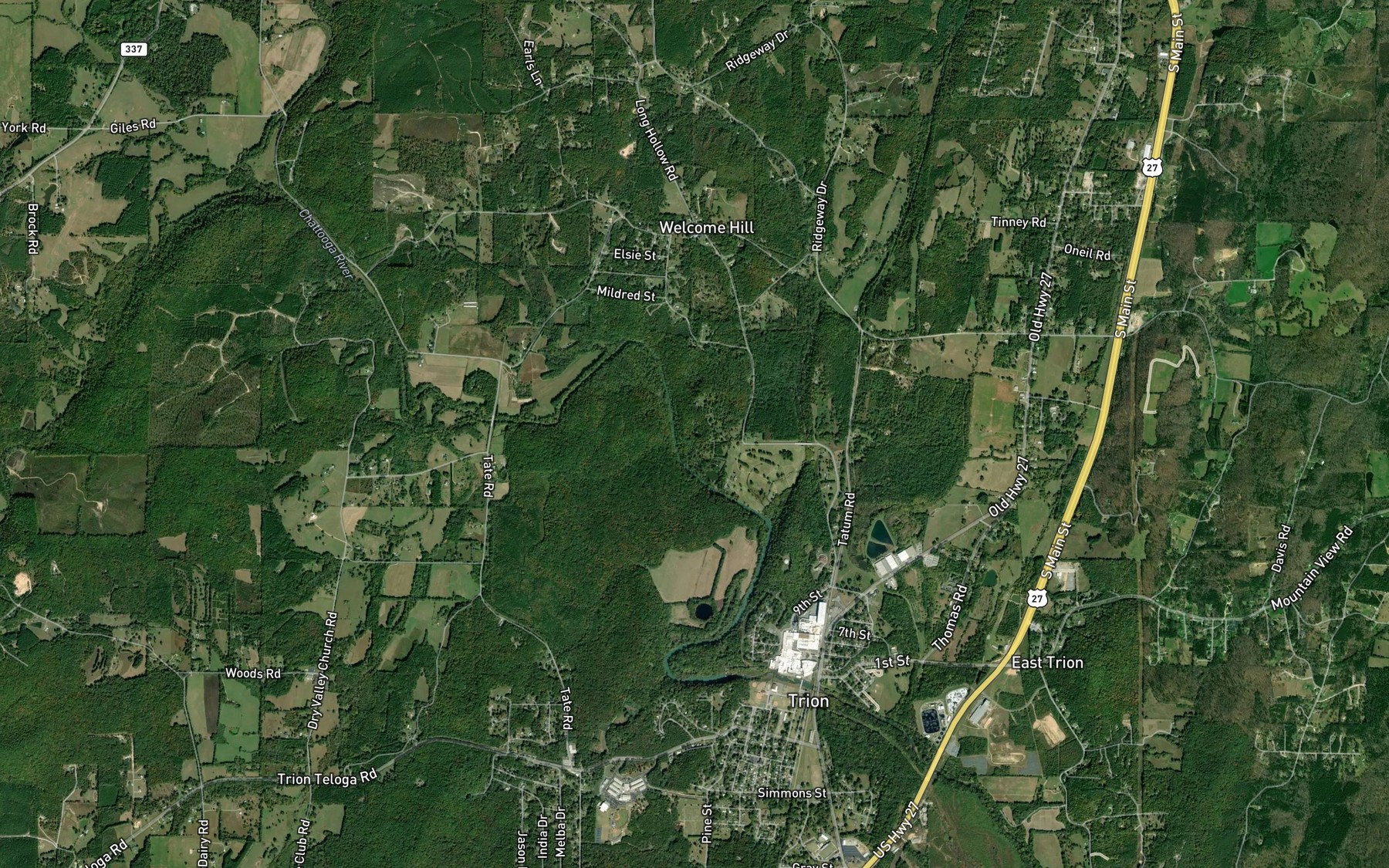 Satellite map of the Carp Lake