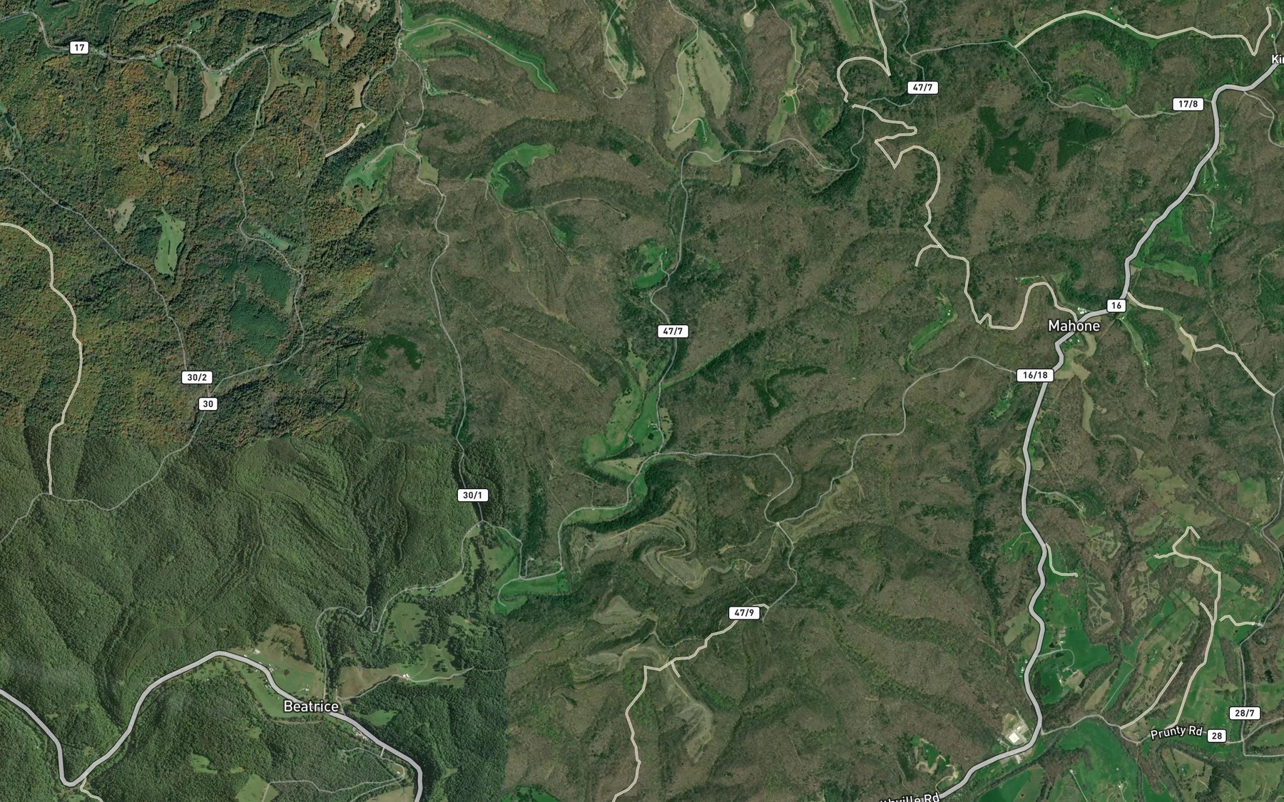 Satellite map of the Henry Run