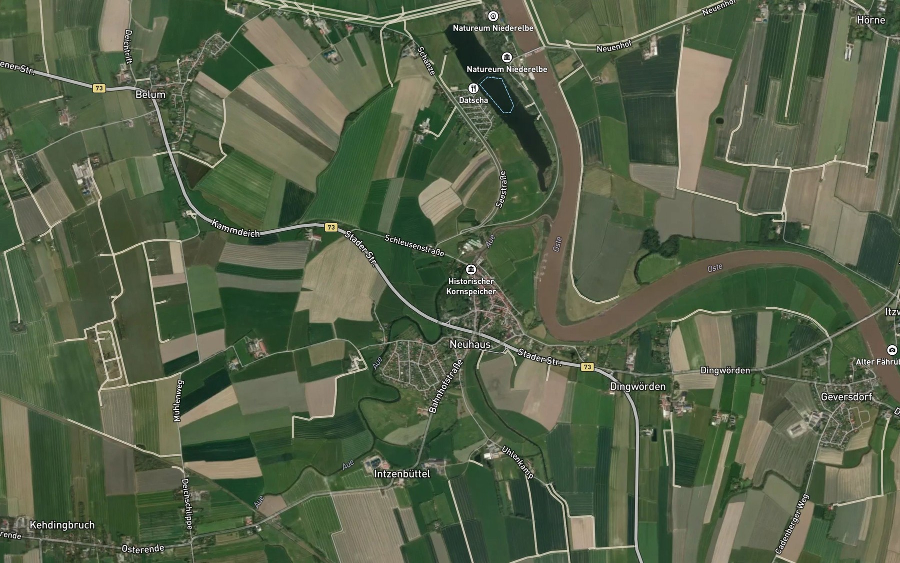 Satellite map of the Aue