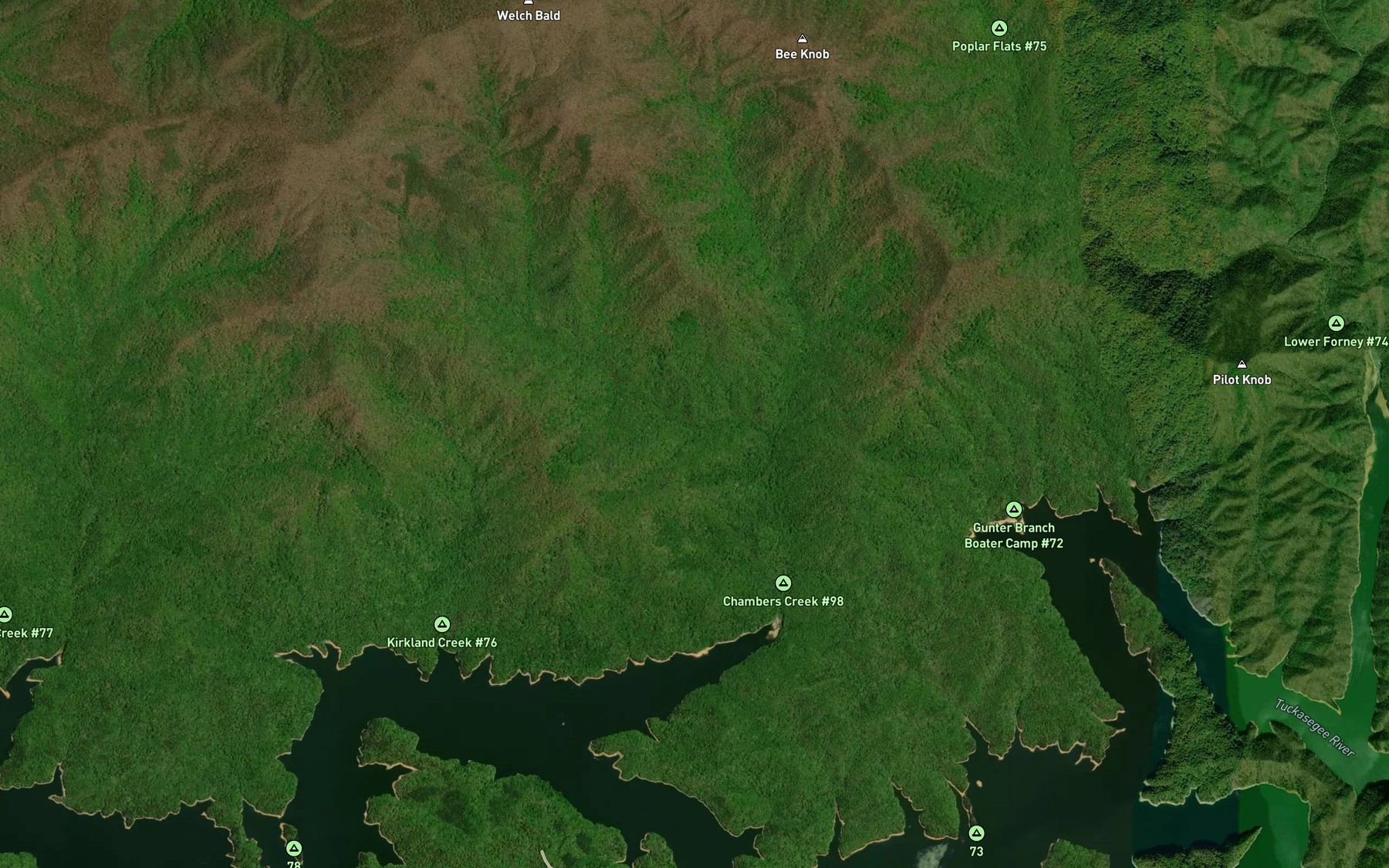 Satellite map of the Kate Branch