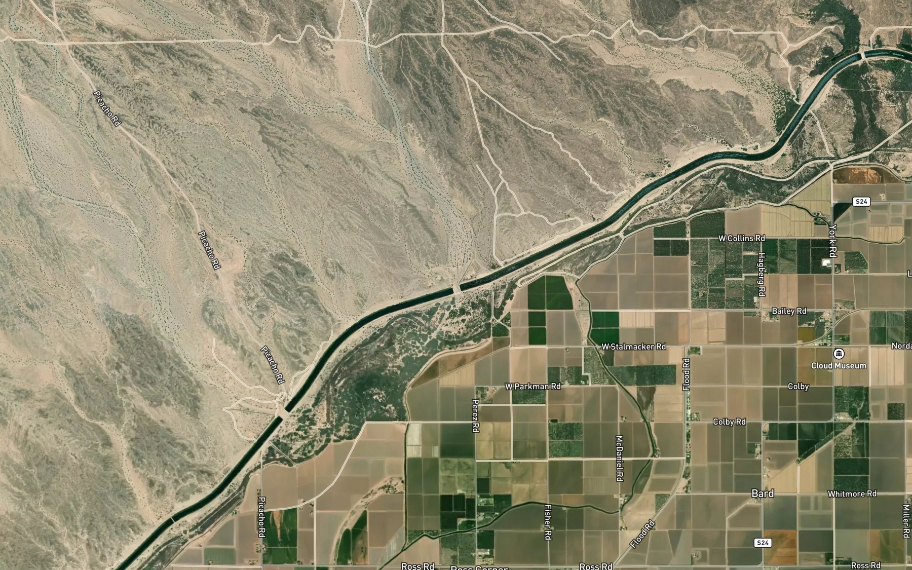 Satellite map of the Unnamed Wash