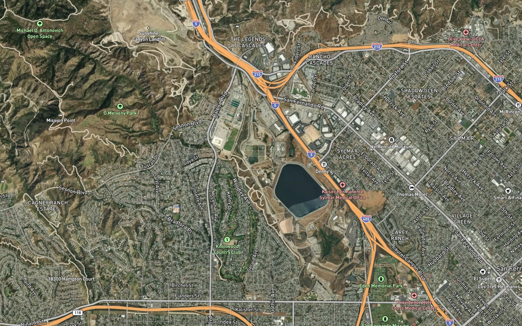 Satellite map of the Upper Van Norman Lake