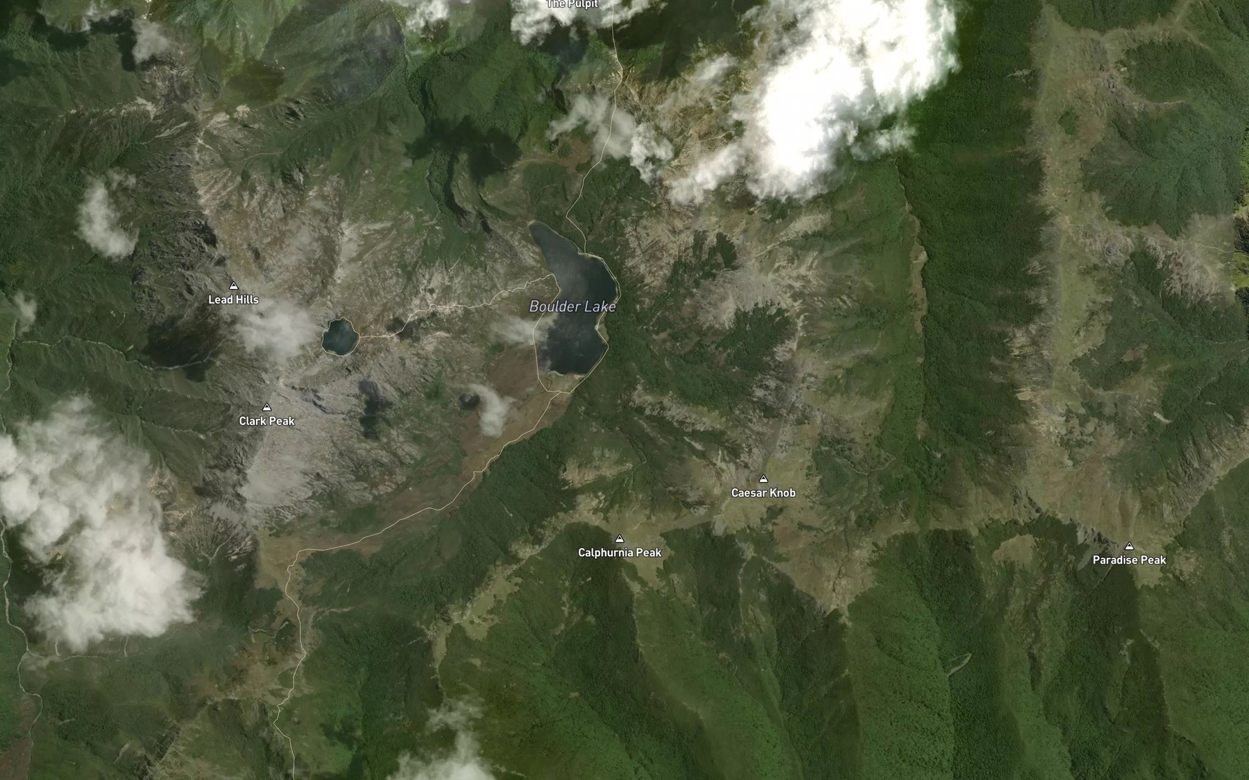 Satellite map of the Boulder Lake