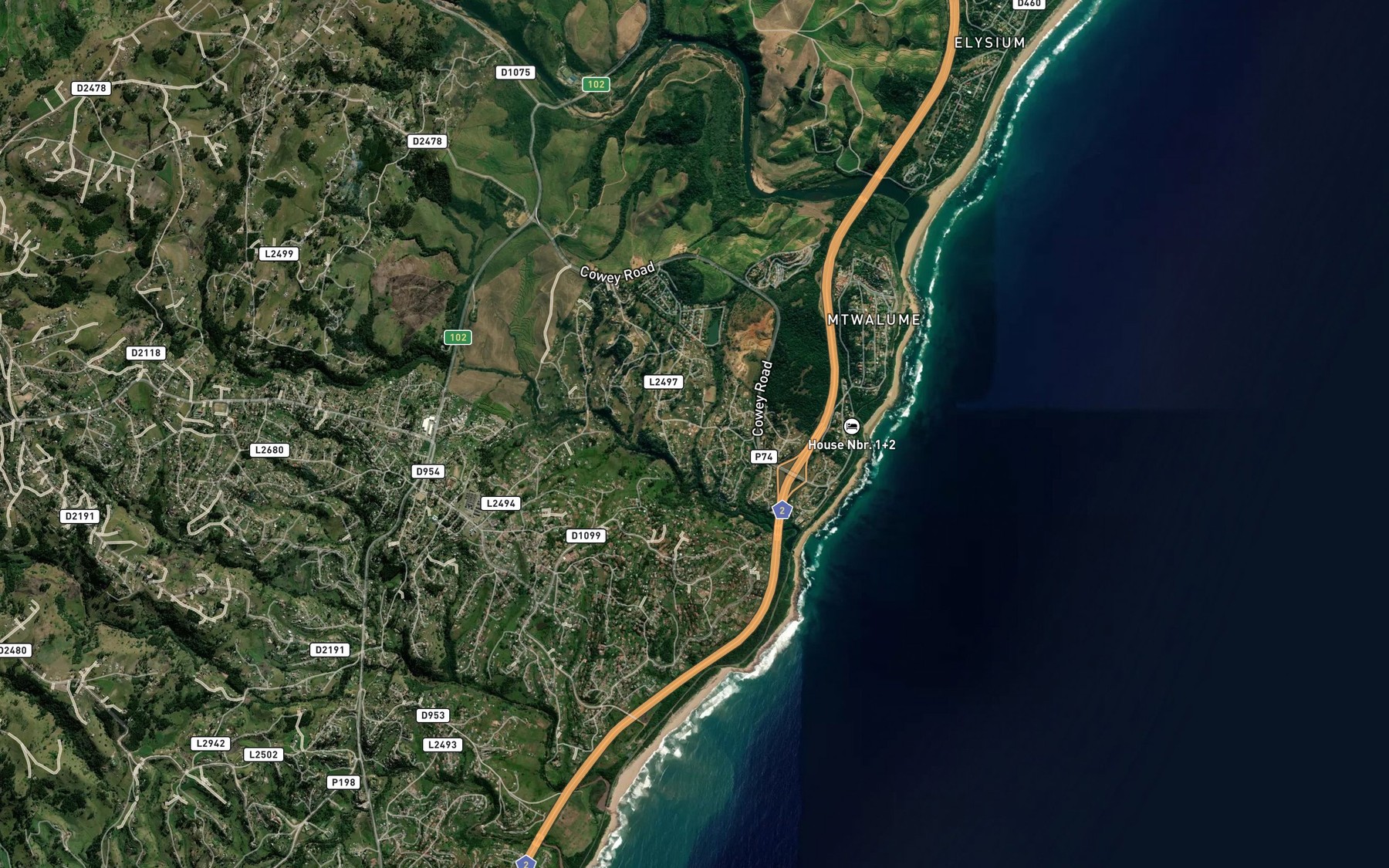 Satellite map of the Unamfu River