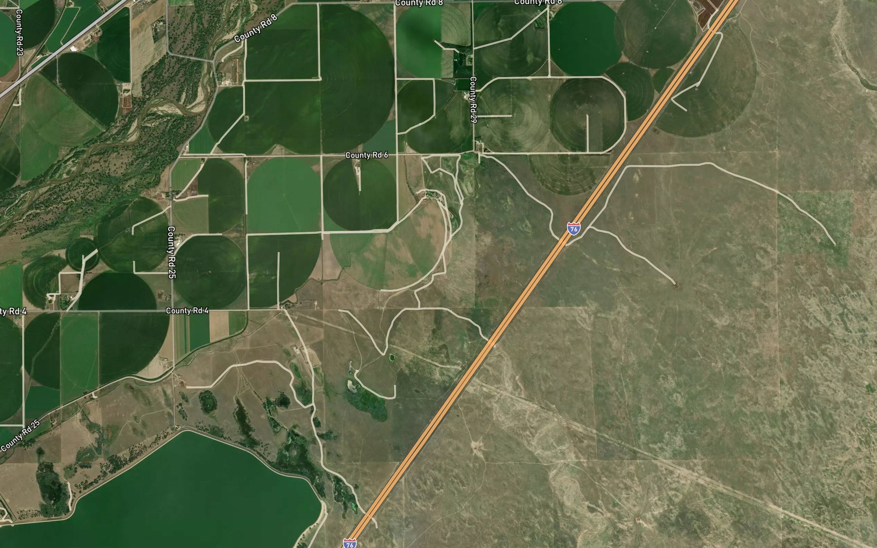 Satellite map of the Sand Hill Ditch