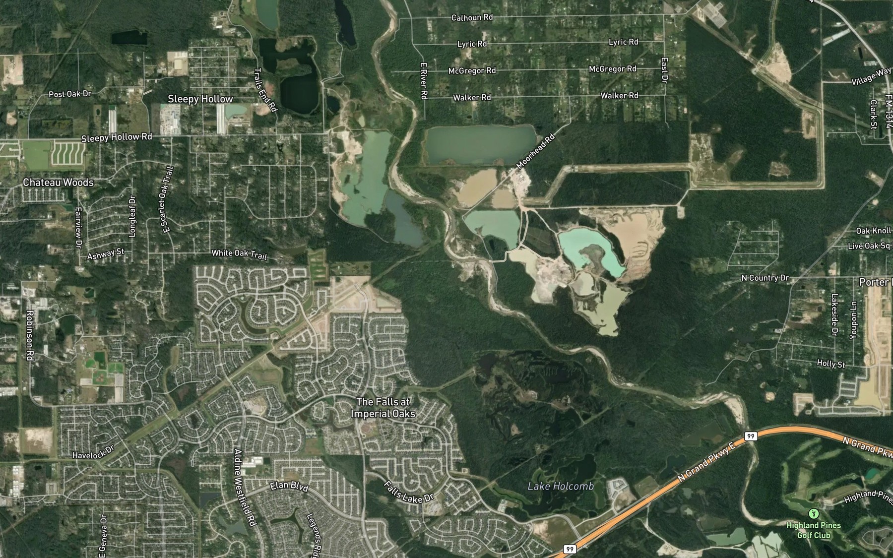 Satellite map of the White Oak Creek