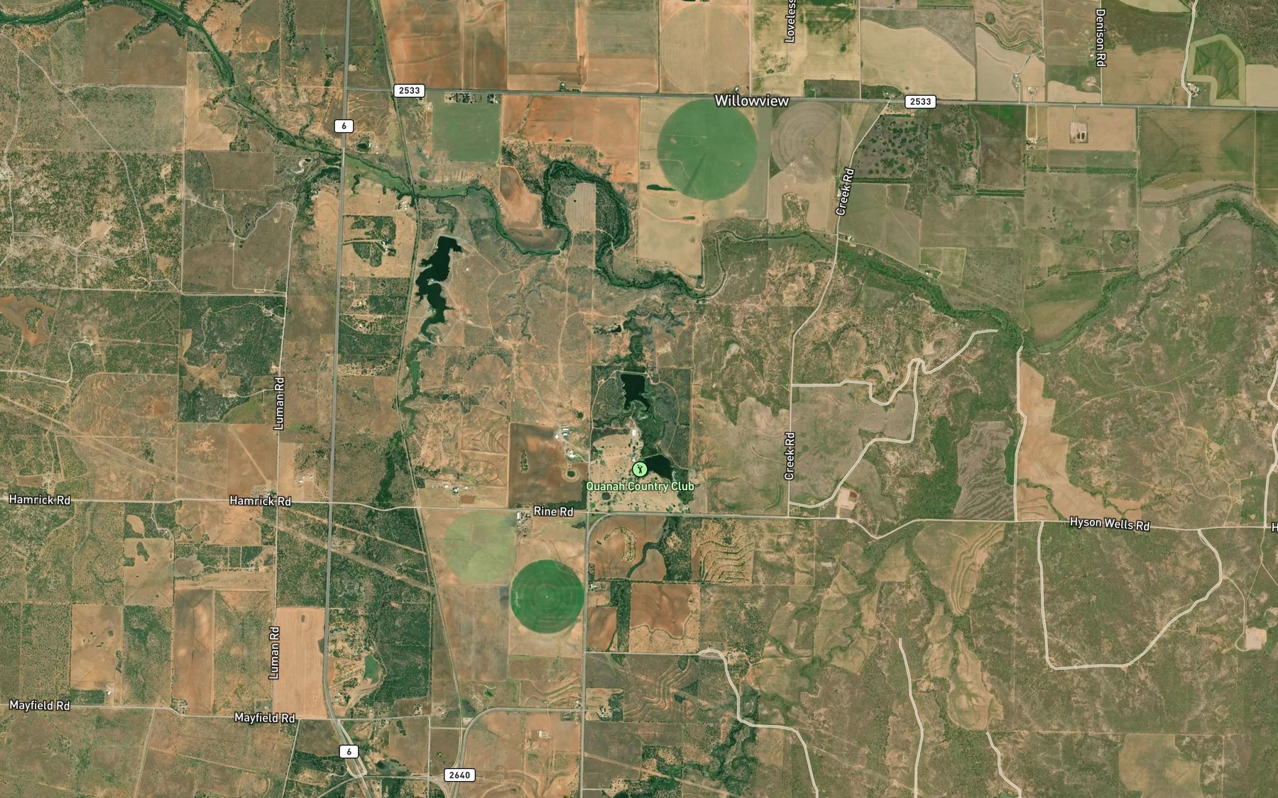 Satellite map of the Quanah Country Club North Lake