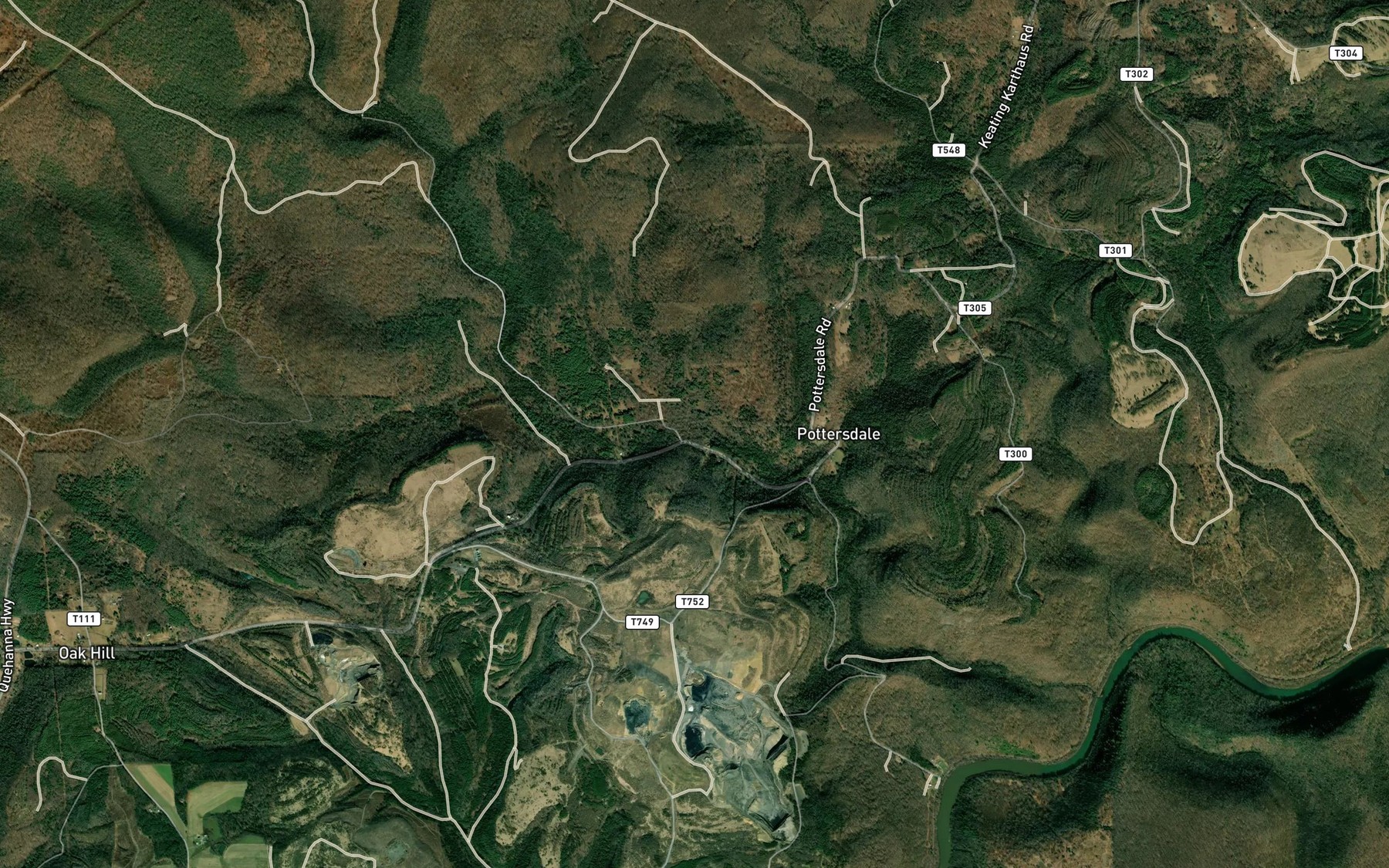 Satellite map of the McCloskey Run