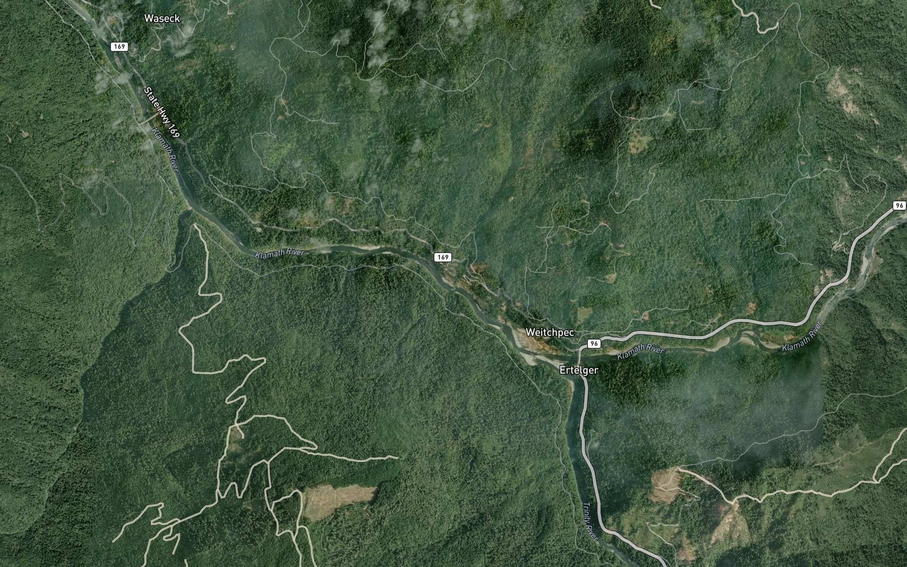 Satellite map of the Bens Creek