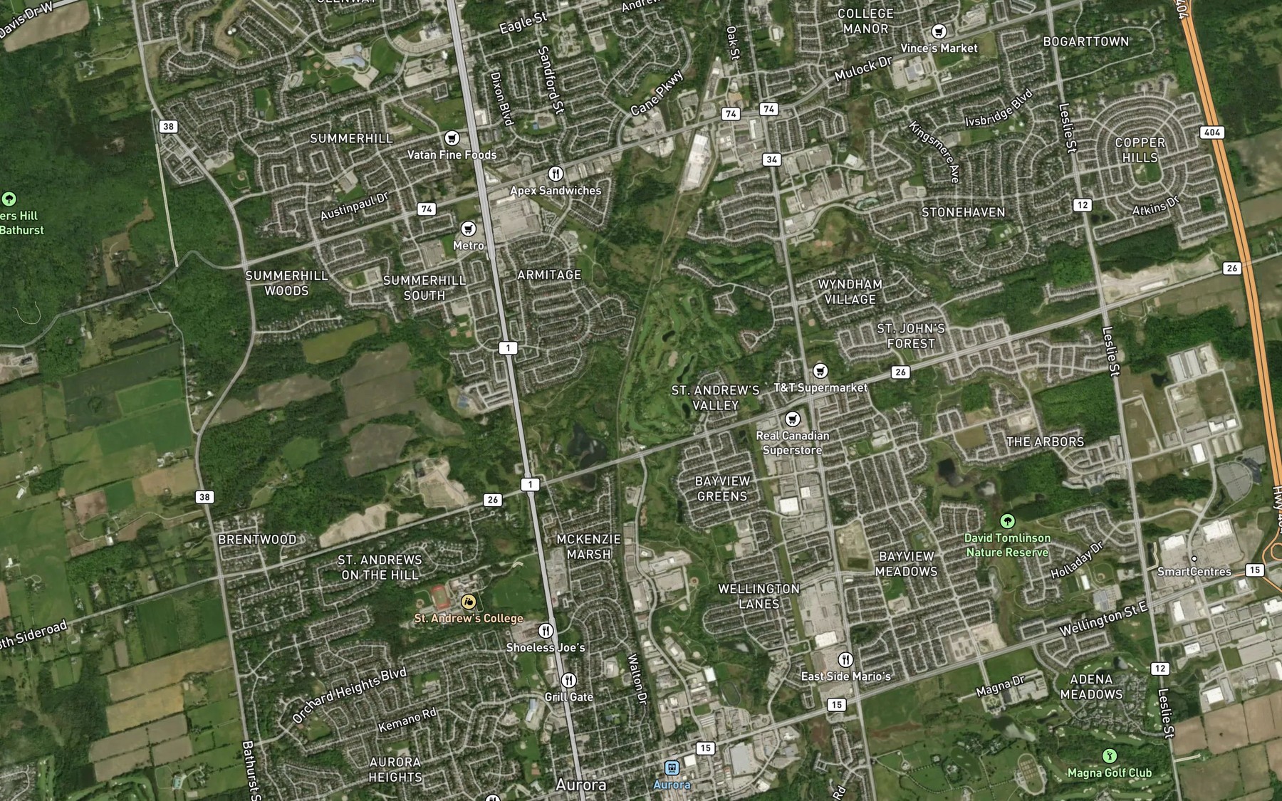 Satellite map of the Tannery Creek