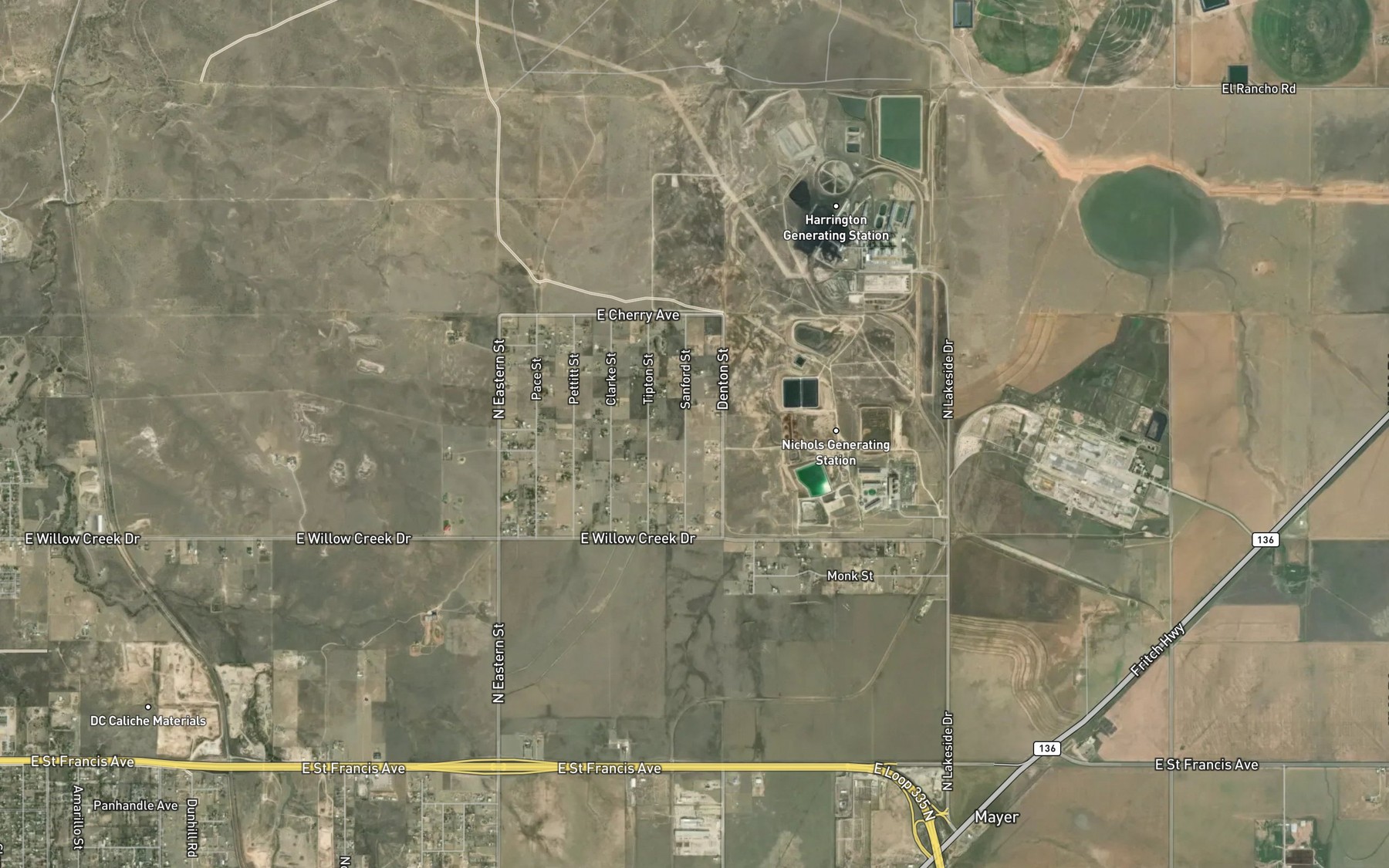 Satellite map of the Southwestern Public Service Lake