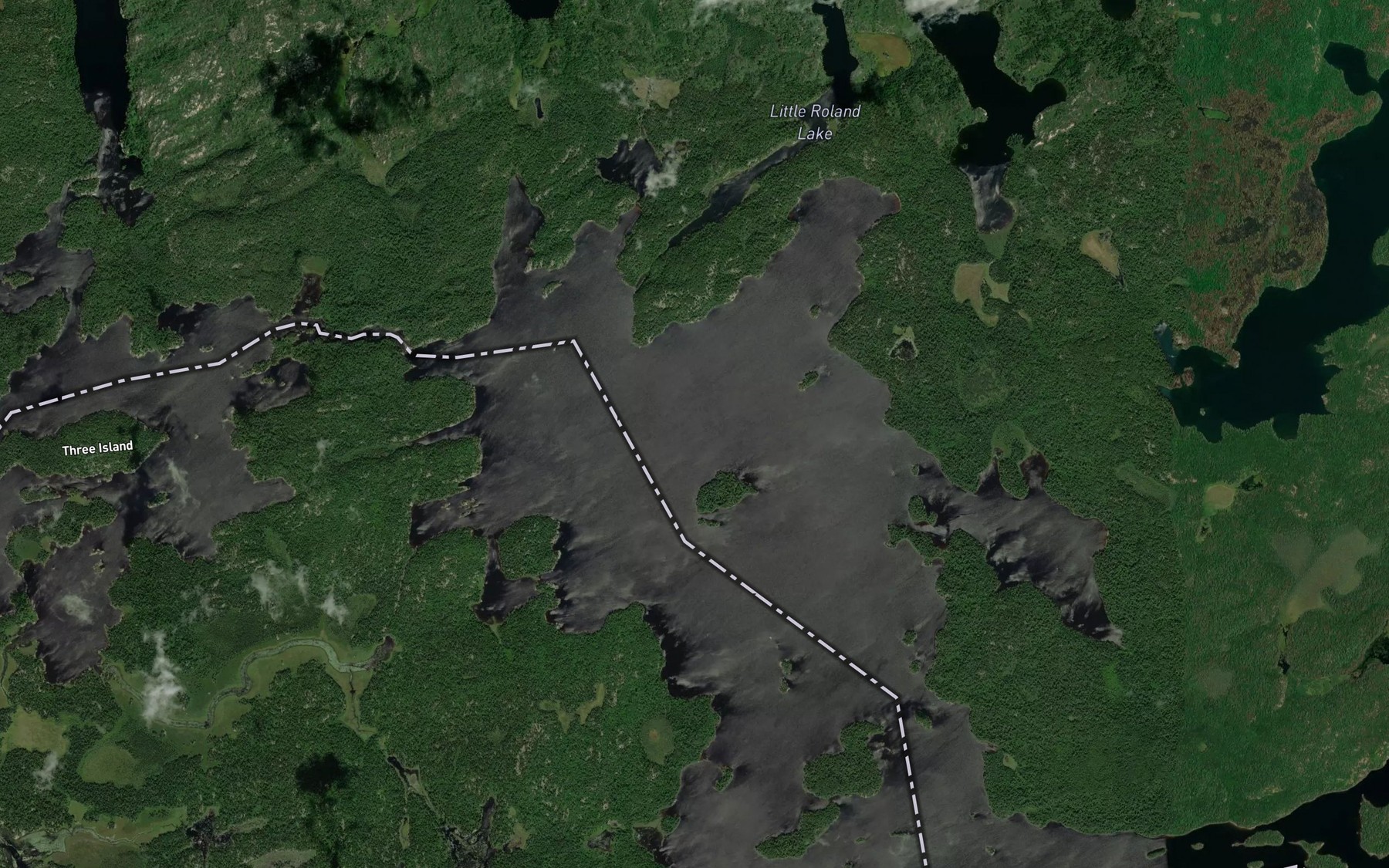 Satellite map of the Siobhan River