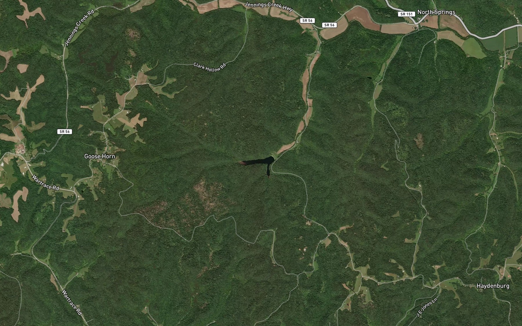 Satellite map of the Jennings Creek Lake Number Eighteen