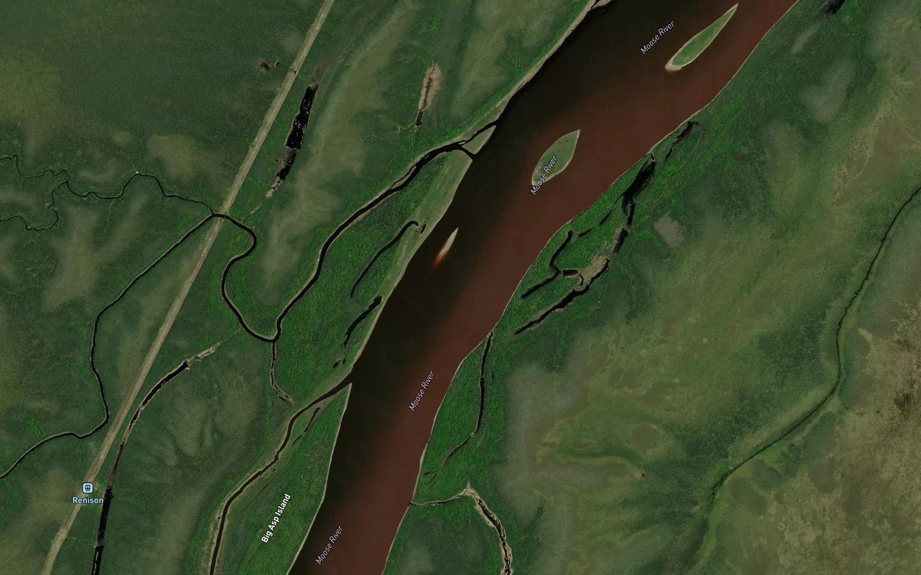 Satellite map of the Renison River
